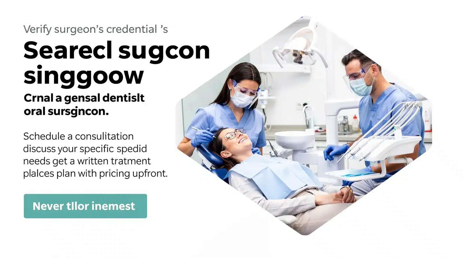 Start by verifying the surgeon's credentials and whether they are a general dentist