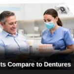 Dental implants outlast dentures by a wide margin, often lasting decades or even a lifetime