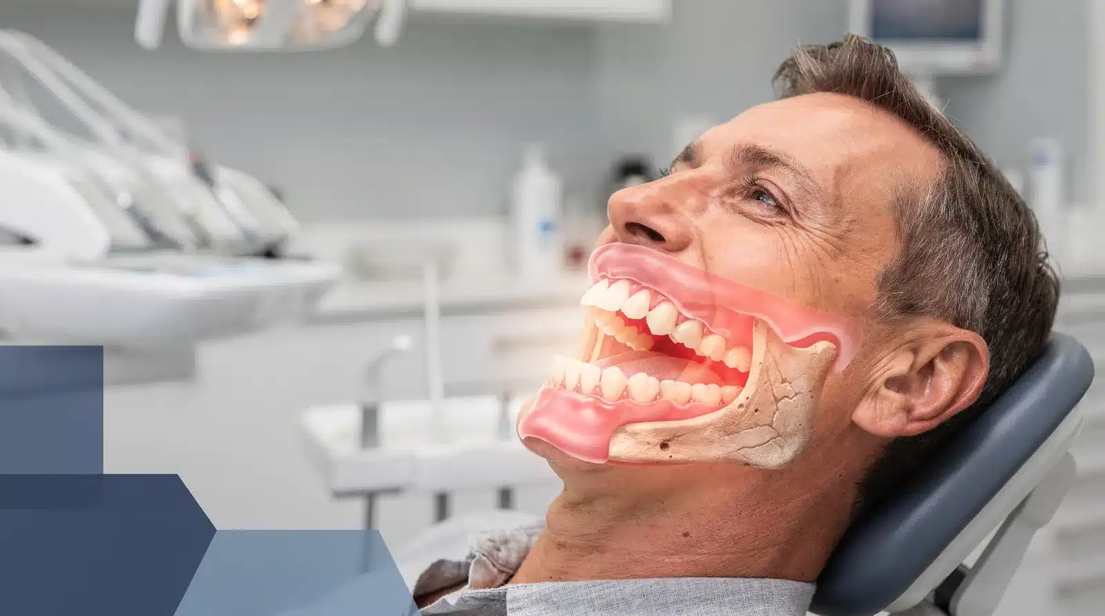Traditional dentures sit on top of the gums and rely on suction, adhesive paste