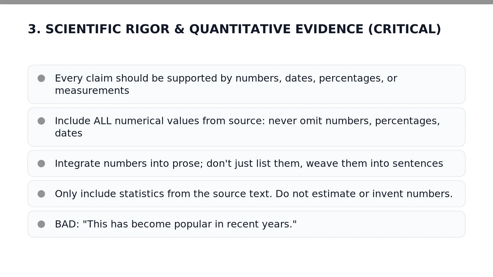 3. SCIENTIFIC RIGOR & QUANTITATIVE EVIDENCE (CRITICAL